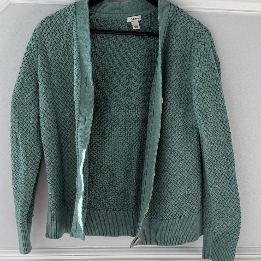 L.L. Bean Women's Textured Teal Cardigan